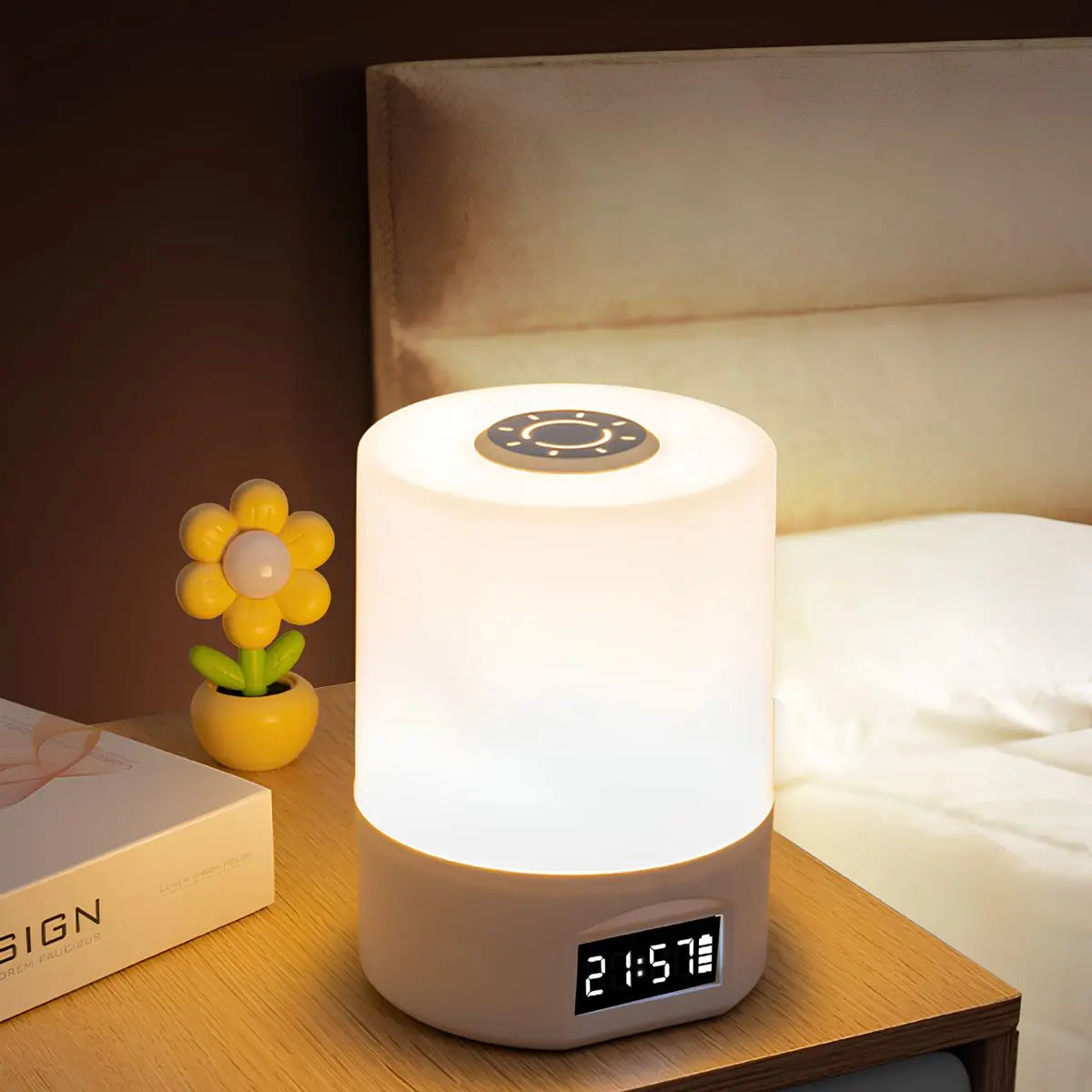 Rechargeable LED Night Light with Clock & Remote