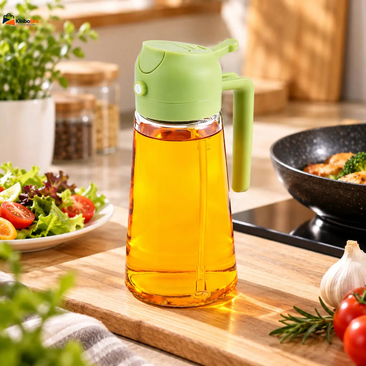 2-in-1 kitchen oil spray and dispenser bottle