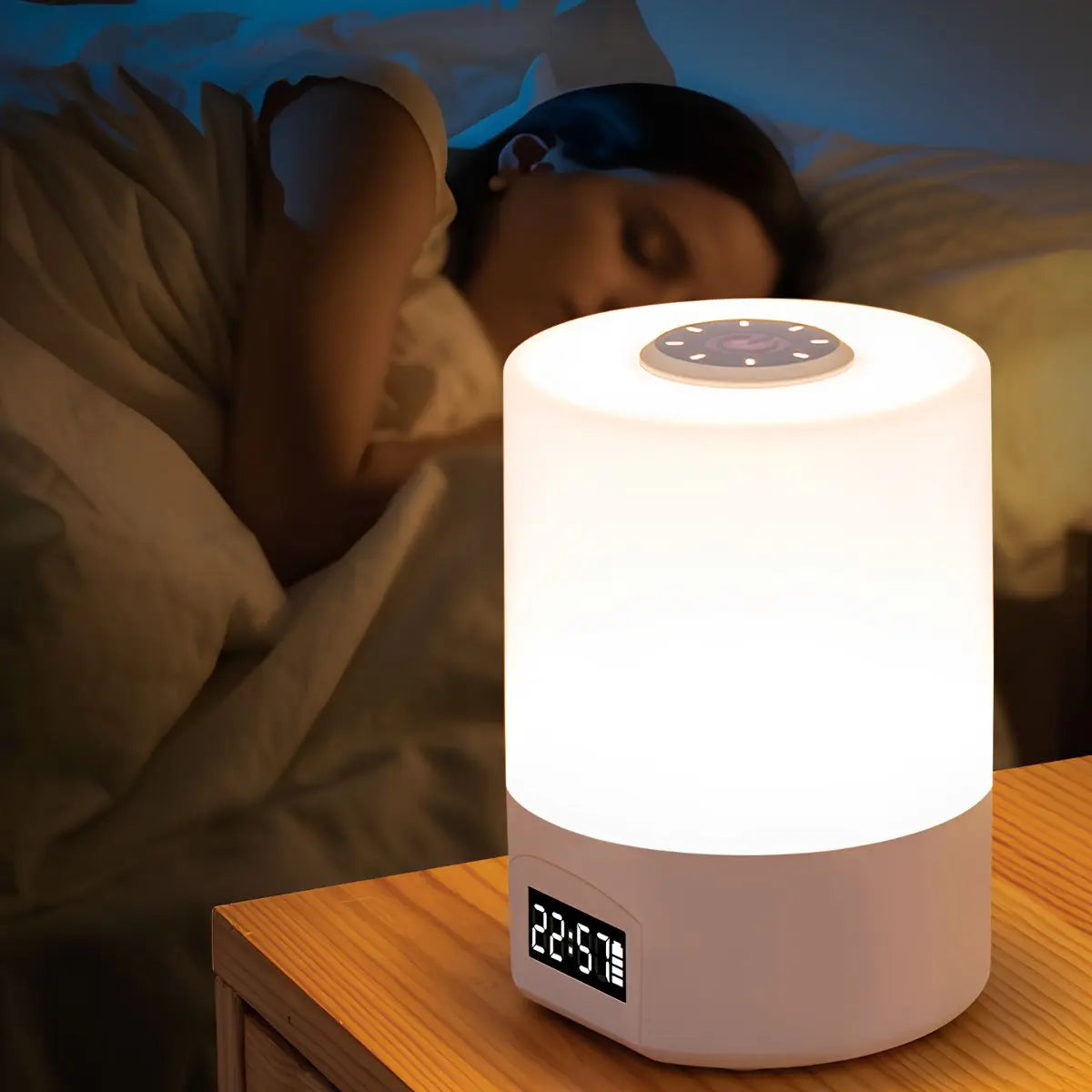 Rechargeable LED Night Light with Clock & Remote