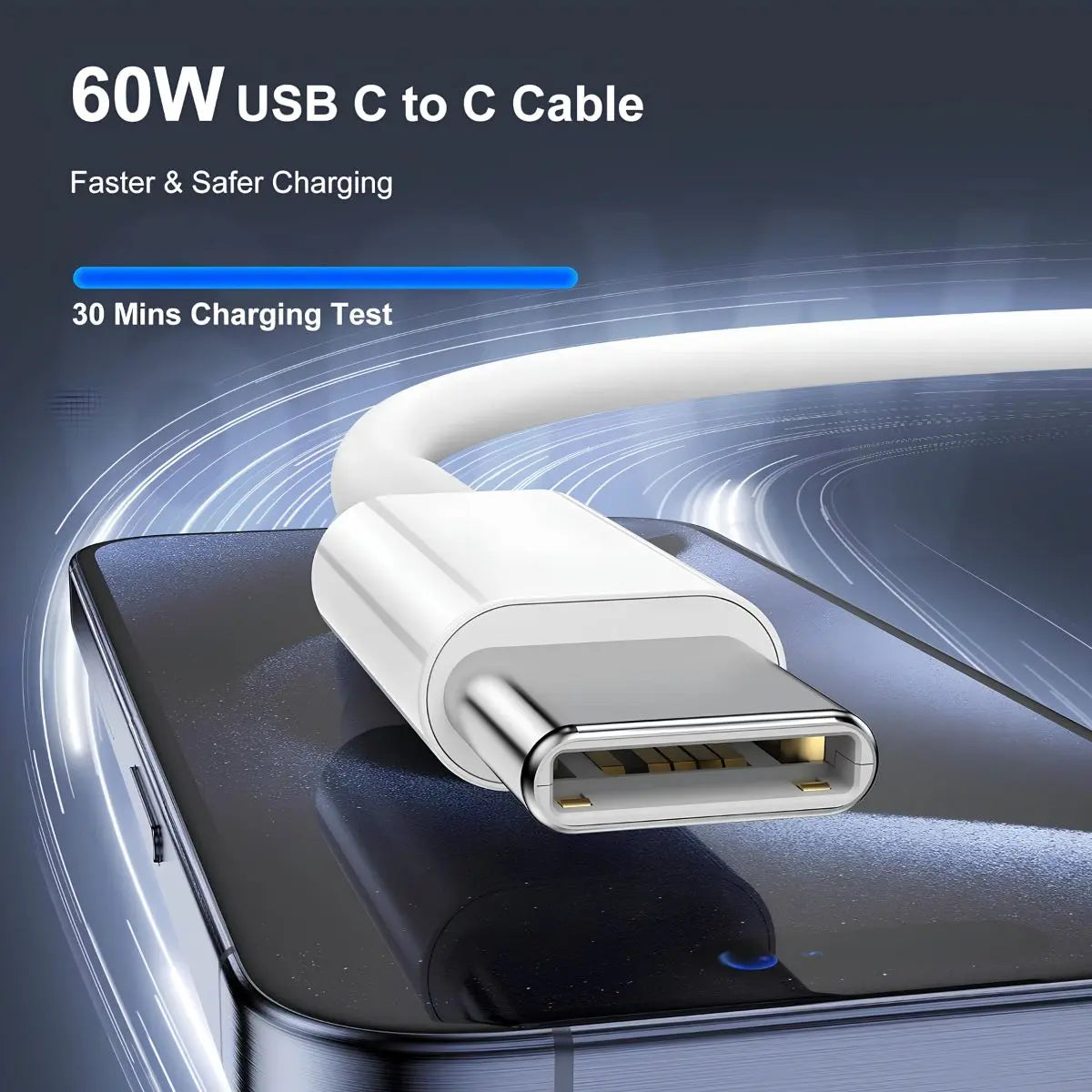 60W Braided USB-C to USB-C Fast Charging Cable