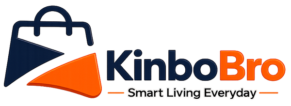 KinboBro logo with a shopping bag icon and the tagline 'Smart Living Everyday' on a plain white background.