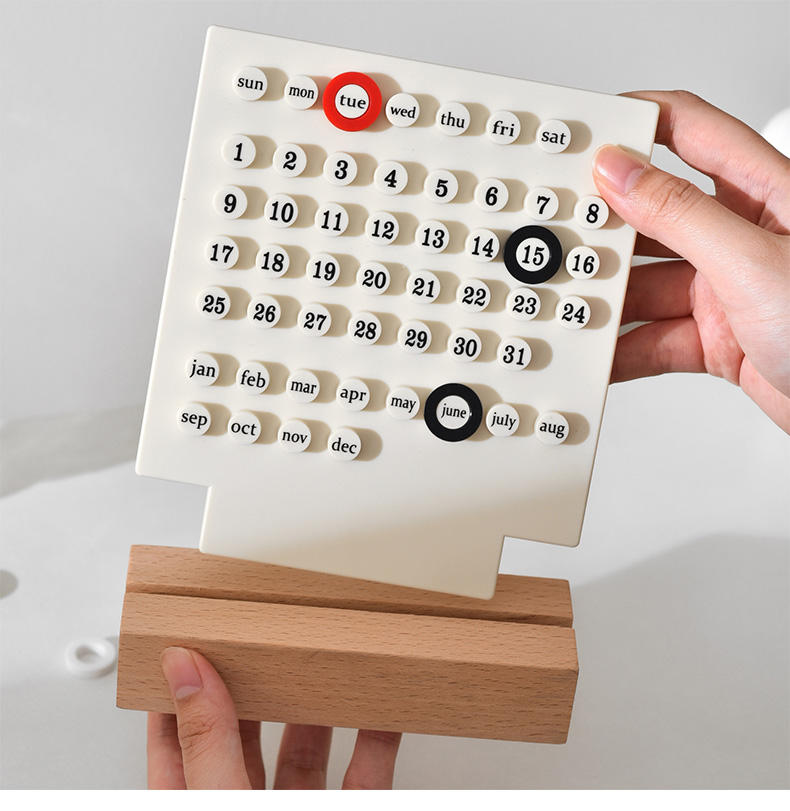 Handmade Wooden Perpetual Desk Calendar | DIY Acrylic Ring Table Calendar - Image 3