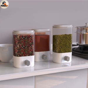 Wall Mounted Double Cereal Dispenser Food Grade ABS Grain Storage Container