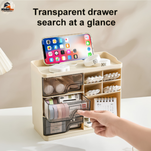 3 Layer Dustproof Makeup Organizer Cosmetic Storage Box with Transparent Cover