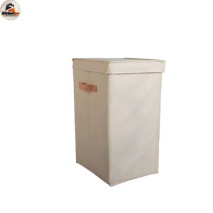 Large Linen Laundry Hamper with Lid Foldable Clothes Storage Basket
