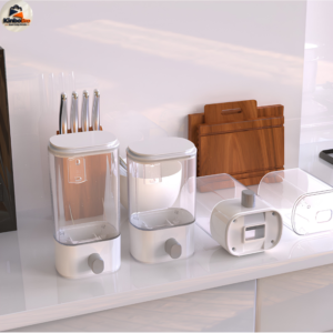 Wall Mounted Double Cereal Dispenser Food Grade ABS Grain Storage Container