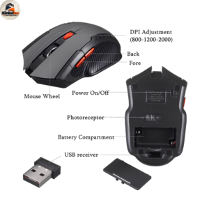 2.4GHz Wireless Optical Mouse with Silent Click USB Nano Receiver Ergonomic Design